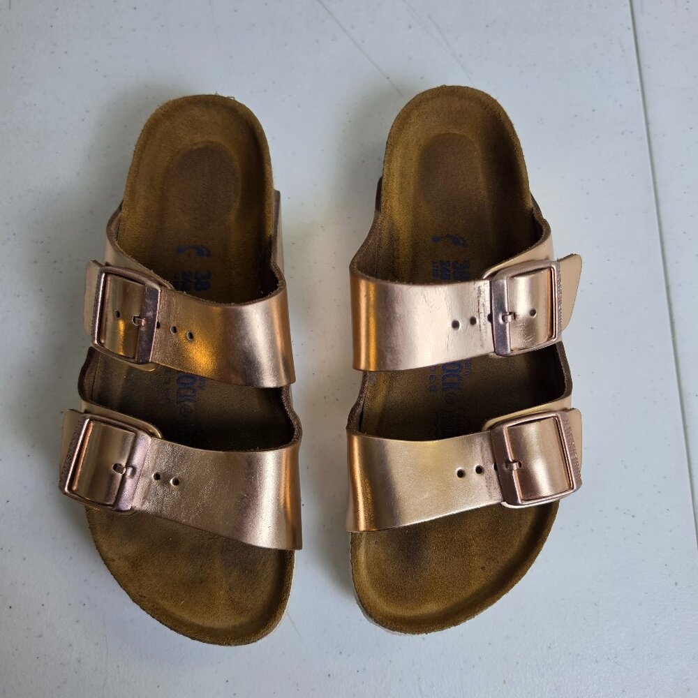 Birkenstock Arizona Metallic Copper (Rose Gold) Soft Footbed Size 7 (38)
